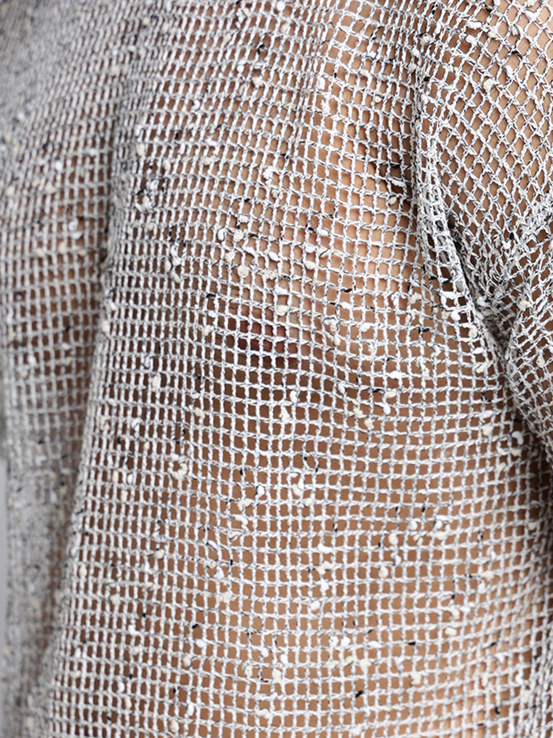 Men’s White Sheer Round Neck Mesh T-Shirt