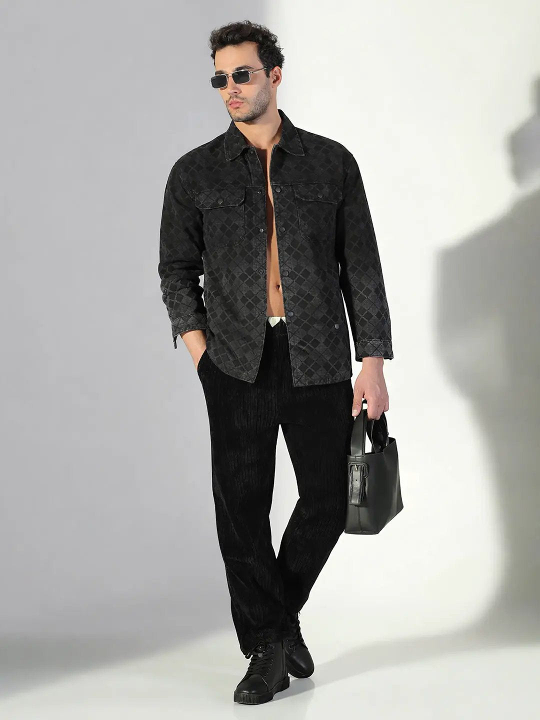 Men's Geometric Grey Shacket - Uncategorized from SHOWOFFFF