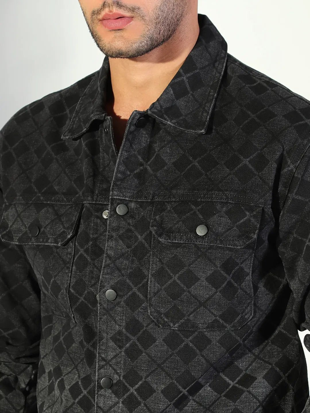Men's Geometric Grey Shacket - Uncategorized from SHOWOFFFF
