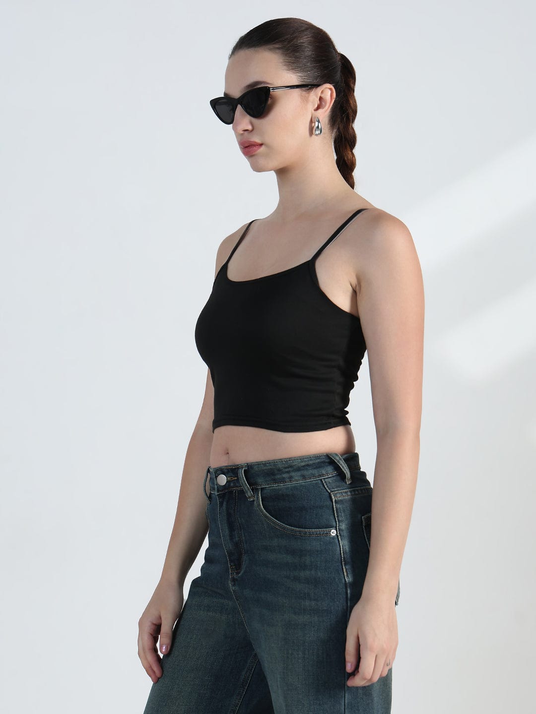 Women's Typography Brown Mesh Cropped Hoodie with Tank Top