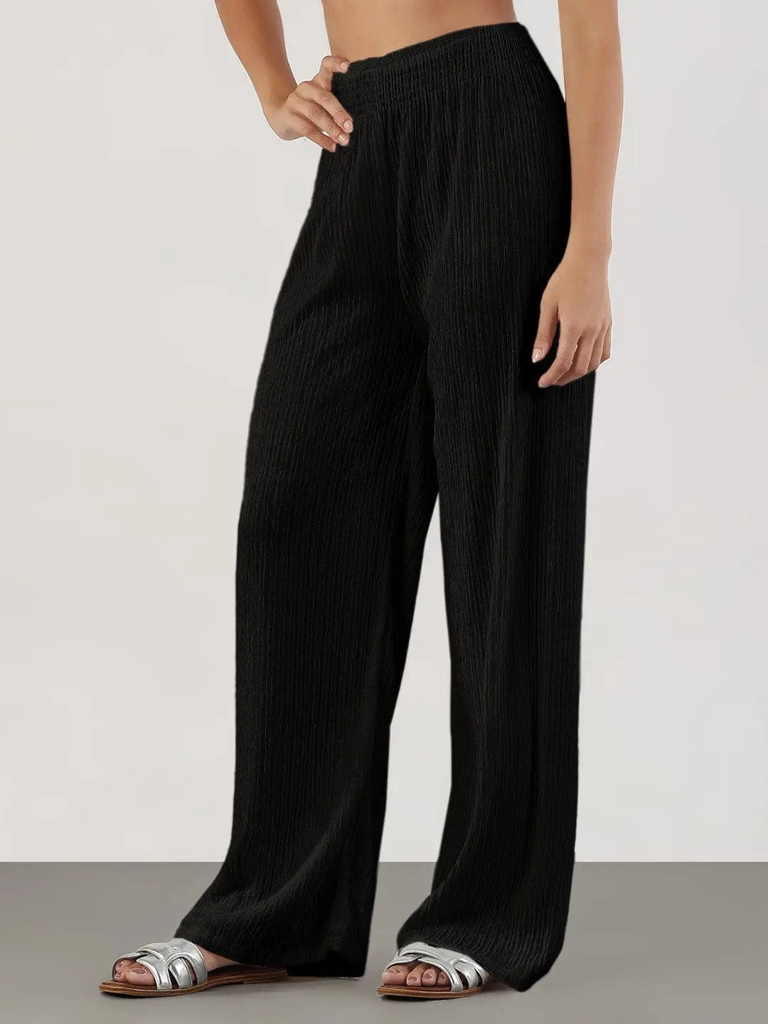 Women's Black Lycra Loose Fit Trousers - from SHOWOFFFF