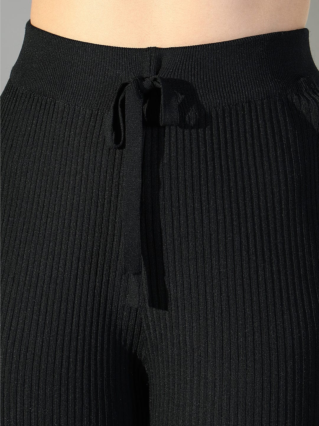 Women's Ribbed Black Sleeveless Tank Top with Pants Co-Ords Set