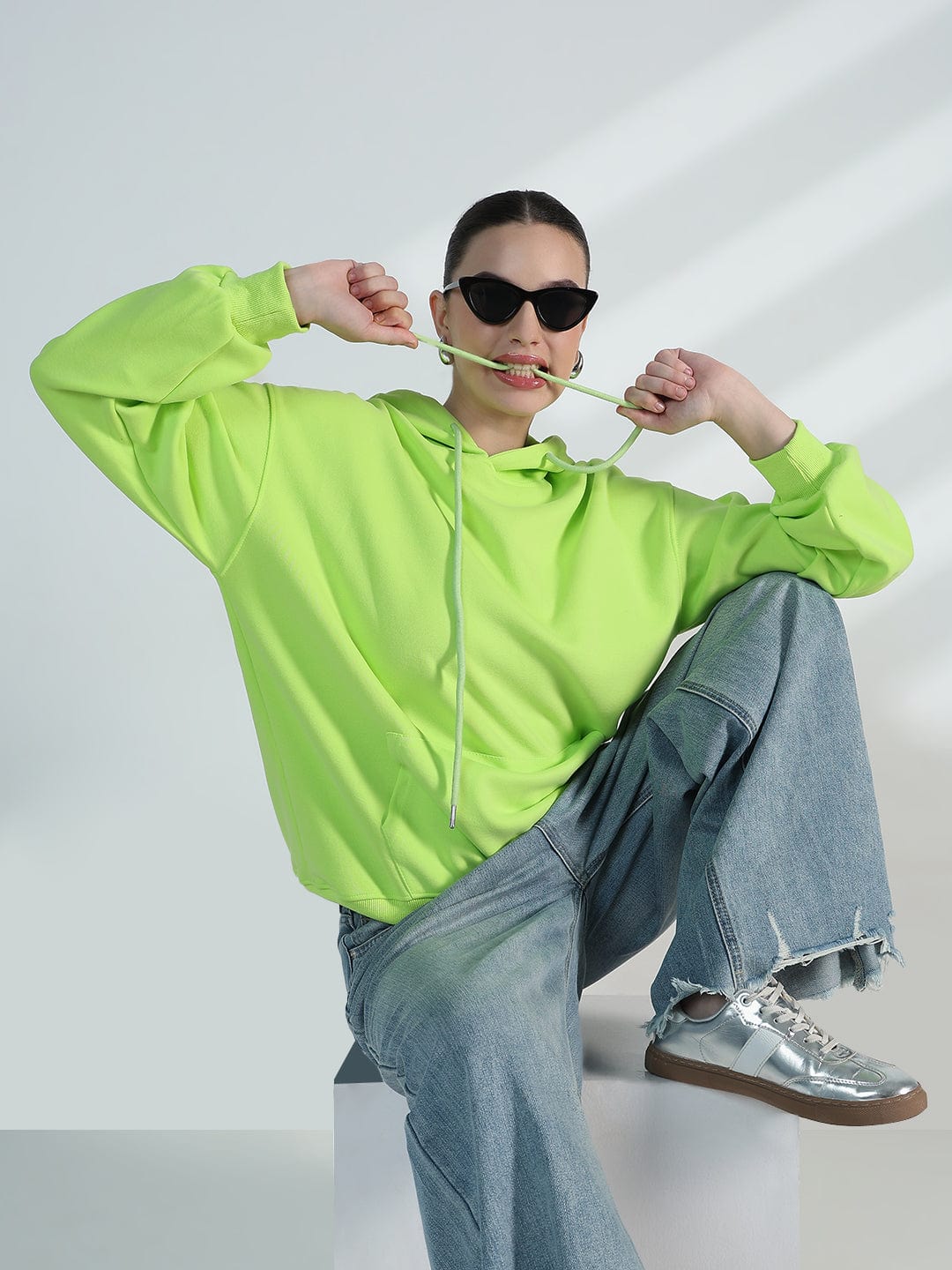Women's Lime Green Oversized Hoodie