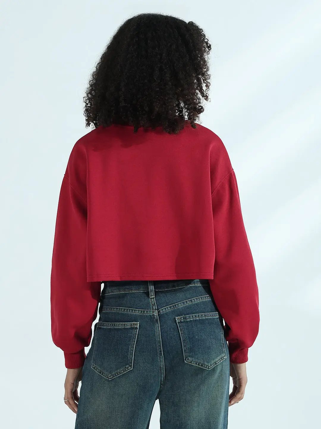 Women's Printed Red Urban Street Style Cropped Sweatshirt Top - Uncategorized from SHOWOFFFF