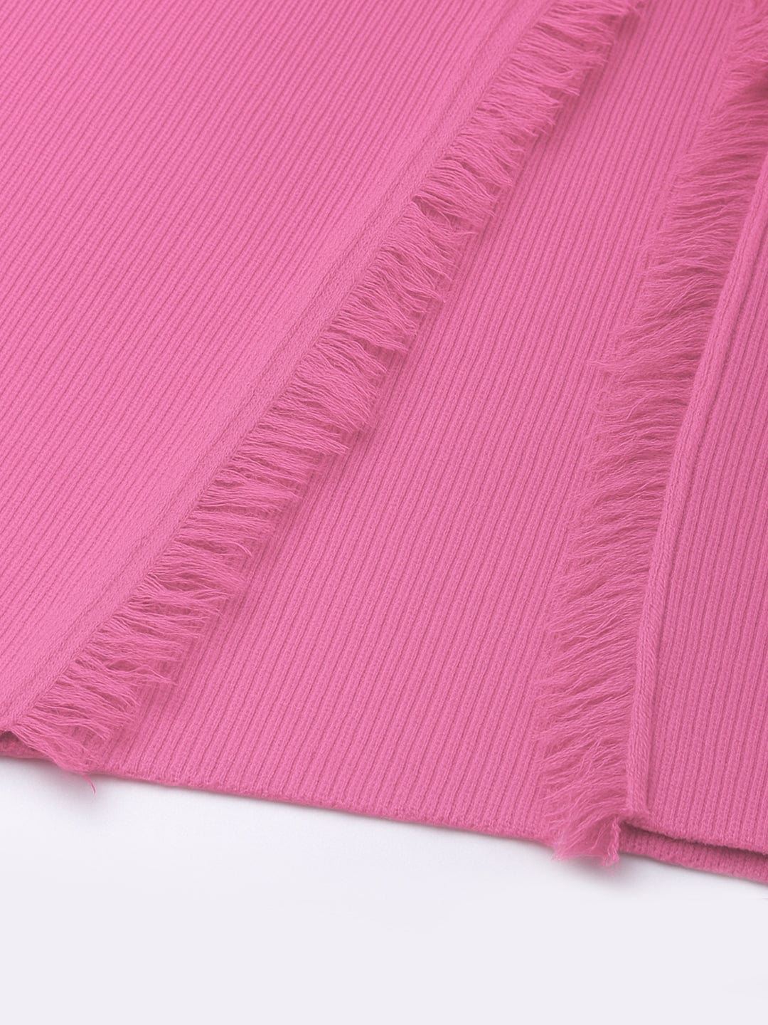 Women's Pink Straight Midi Skirt with Front Slit