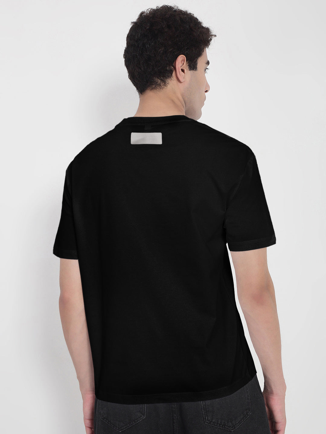 Men's Typography Printed Black Regular Fit T-Shirt