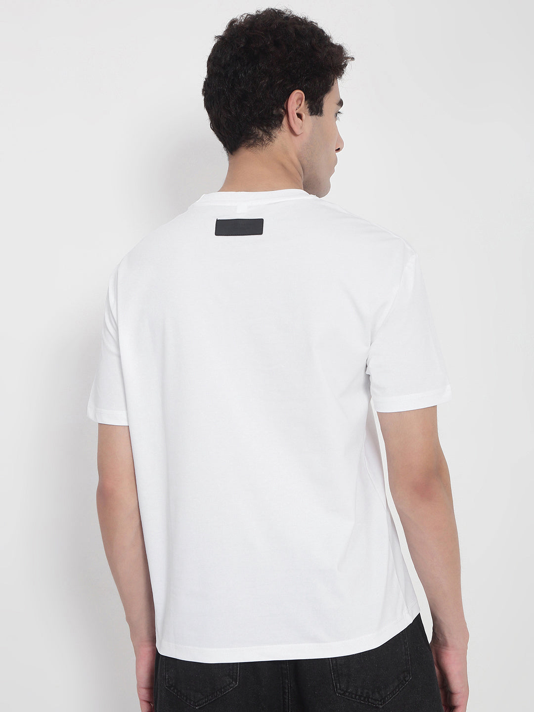 Men's White Printed Typography T-Shirt