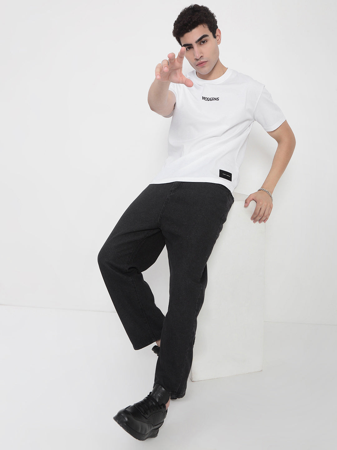 Men's White Printed Typography T-Shirt