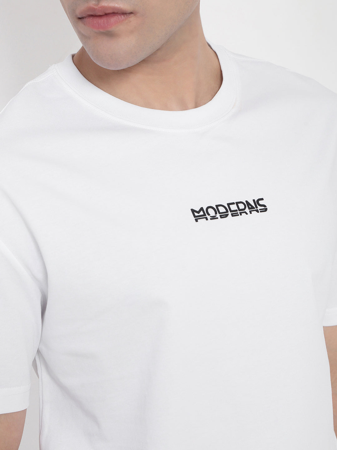 Men's White Printed Typography T-Shirt