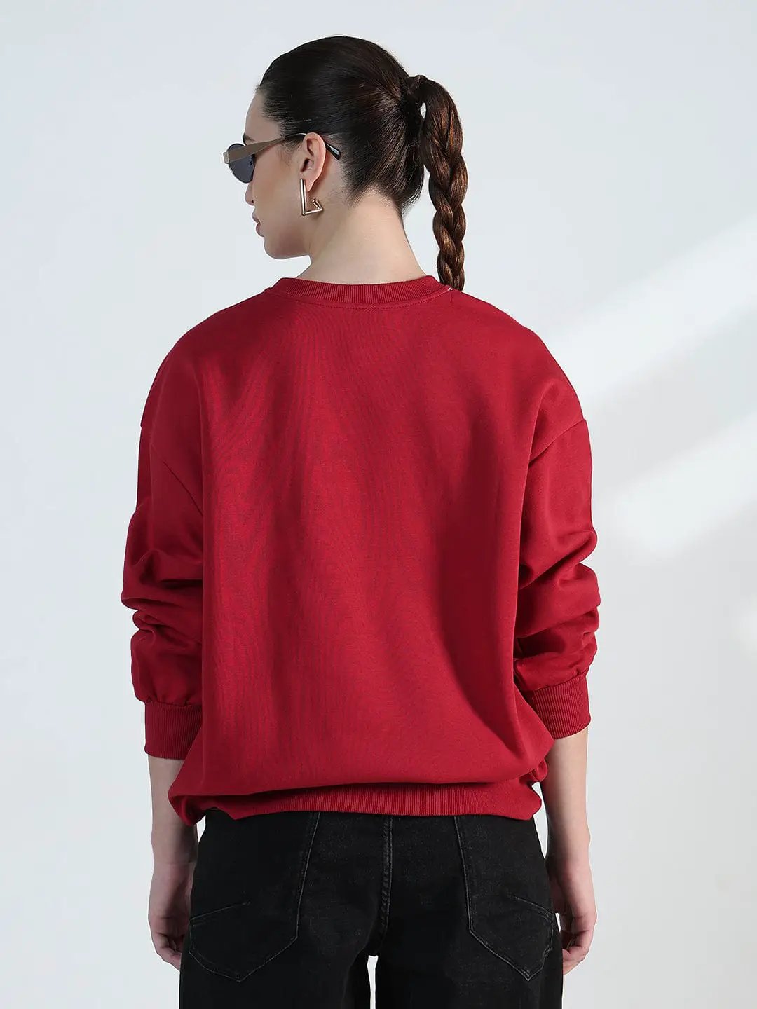 Women's Red Round Neck Oversized Sweatshirt - Uncategorized from SHOWOFFFF