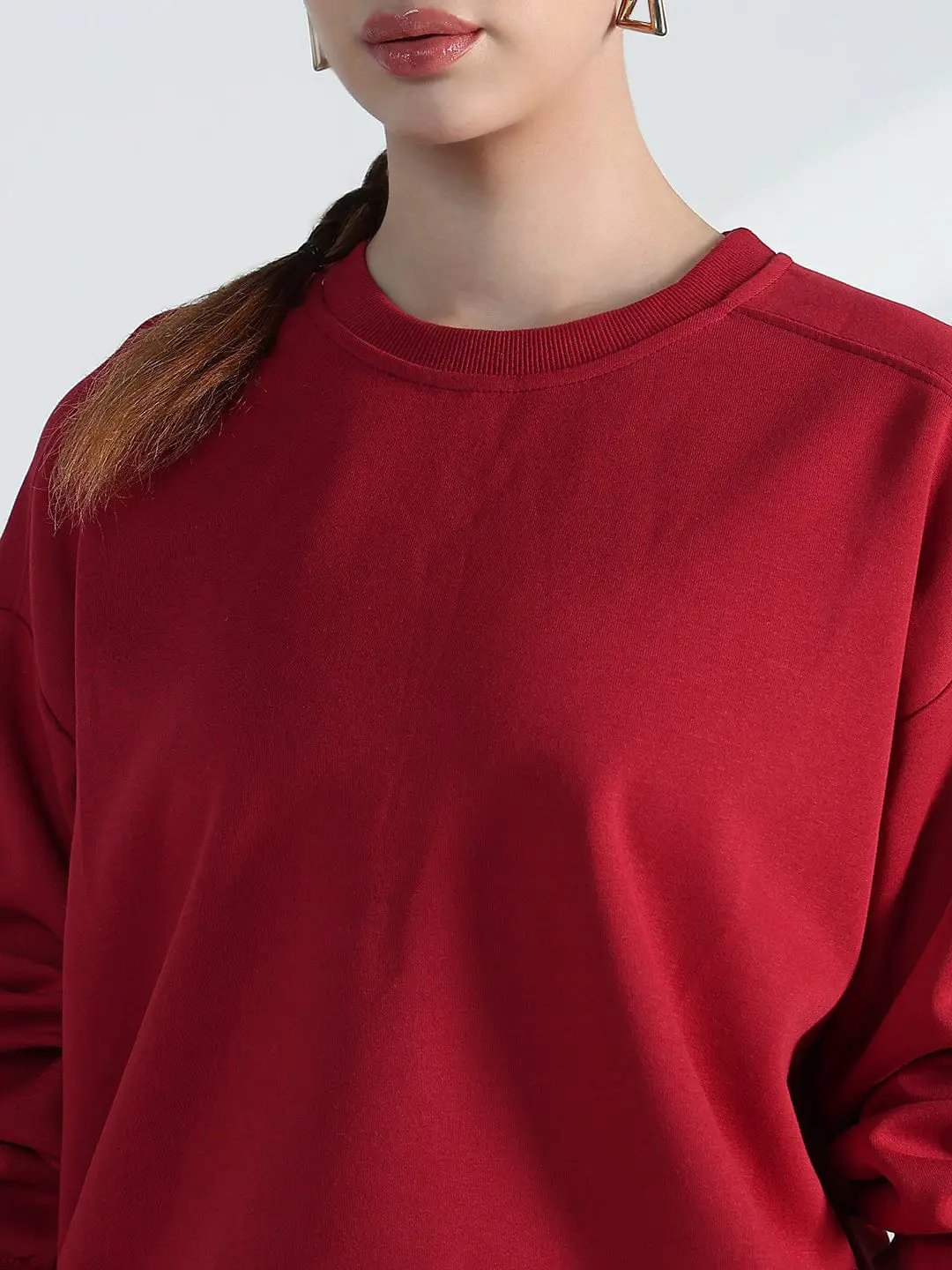 Women's Red Round Neck Oversized Sweatshirt - Uncategorized from SHOWOFFFF