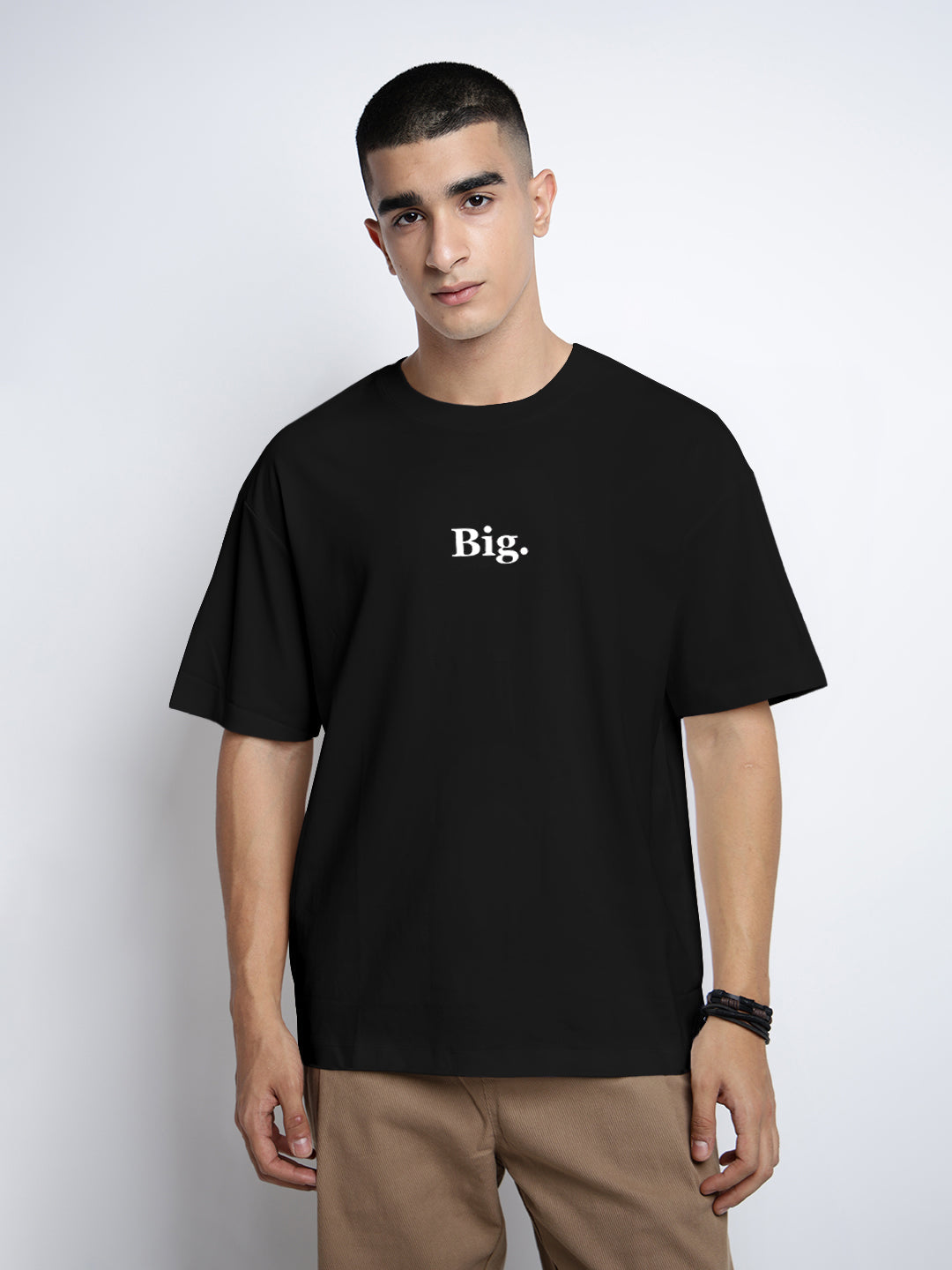 Men's Typography Black Short Sleeves Round Neck Relaxed Fit T-Shirt