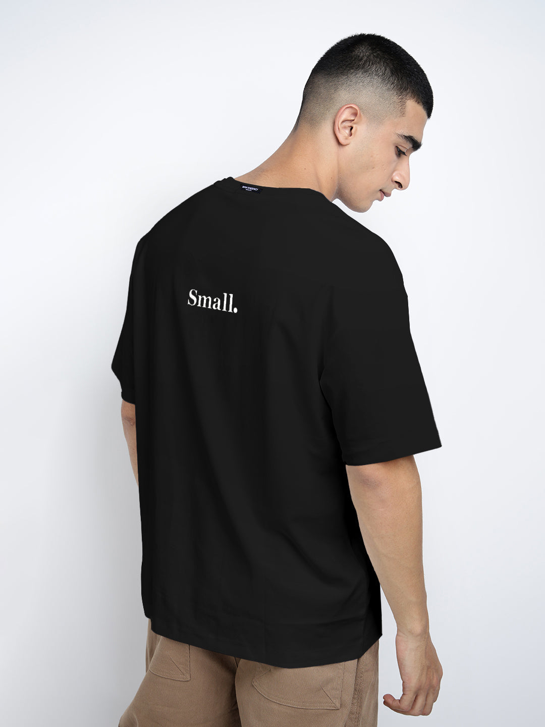 Men's Typography Black Short Sleeves Round Neck Relaxed Fit T-Shirt
