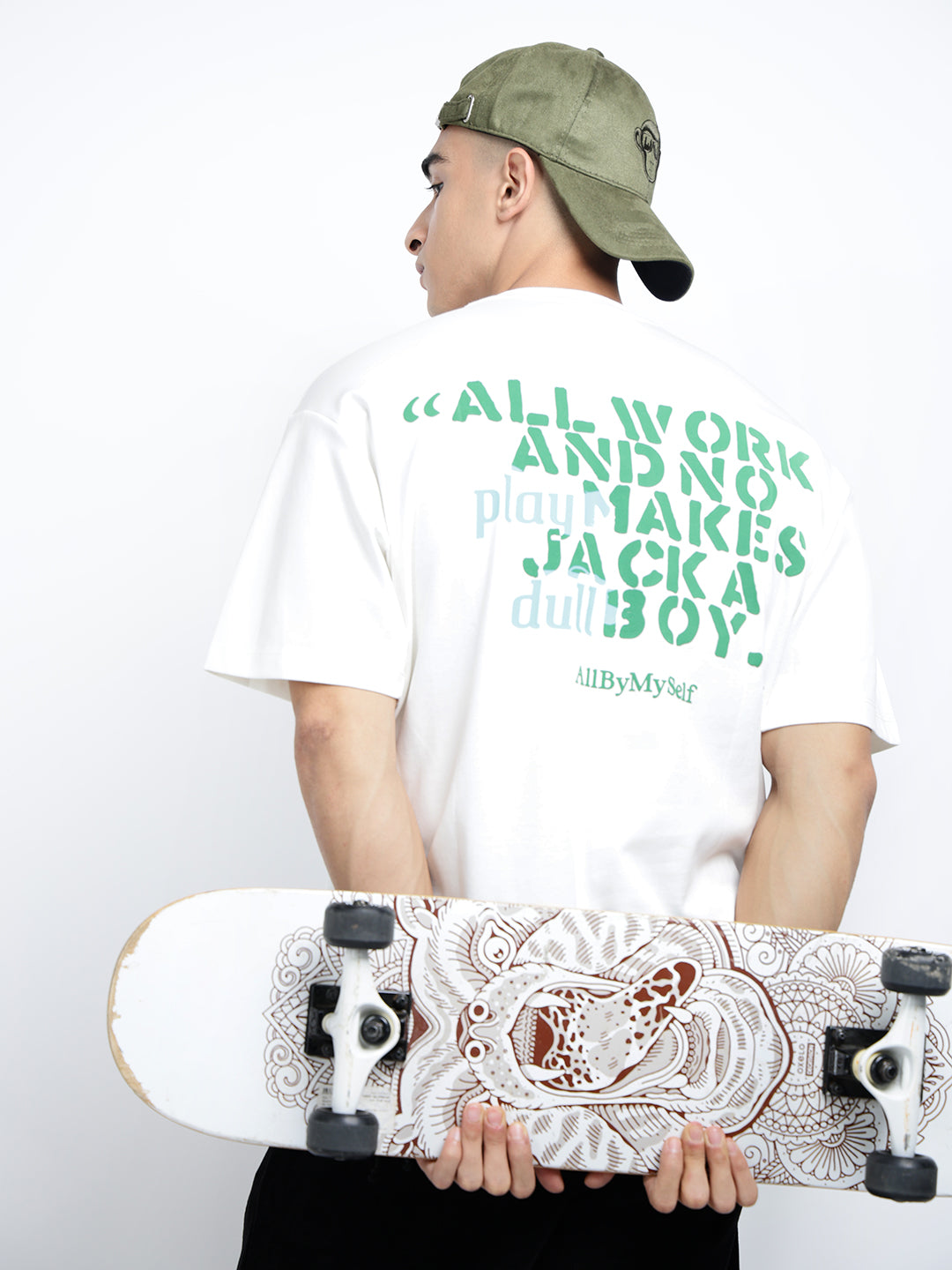 Men's Graphic Print White Round Neck Relaxed Fit T-Shirt