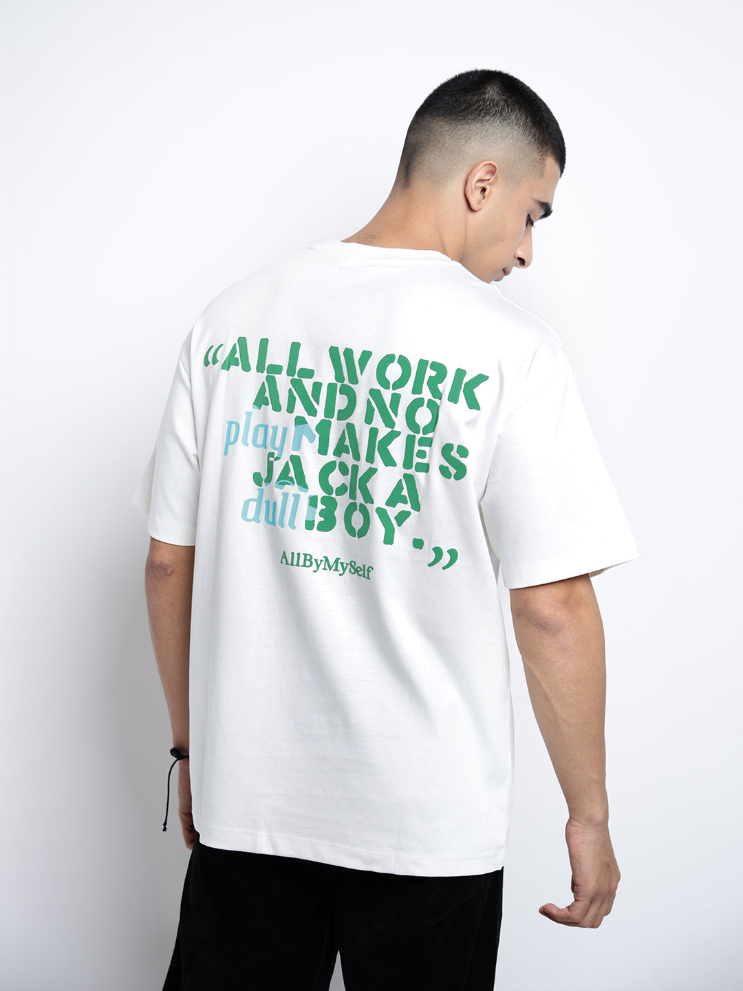 Men's Graphic Print White Round Neck Relaxed Fit T-Shirt