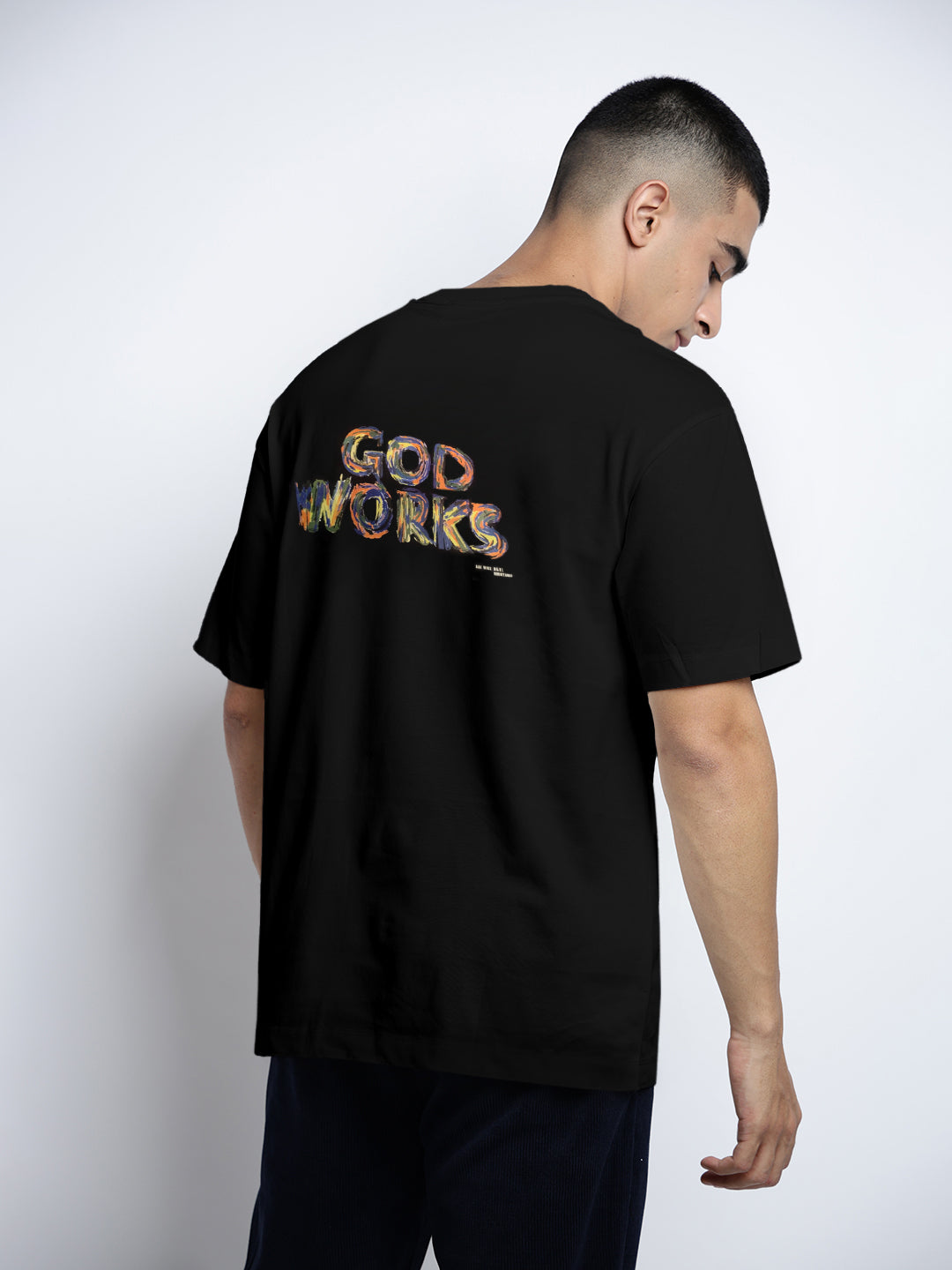 Men's Graphic Print Black Round Neck Relaxed Fit T-Shirt