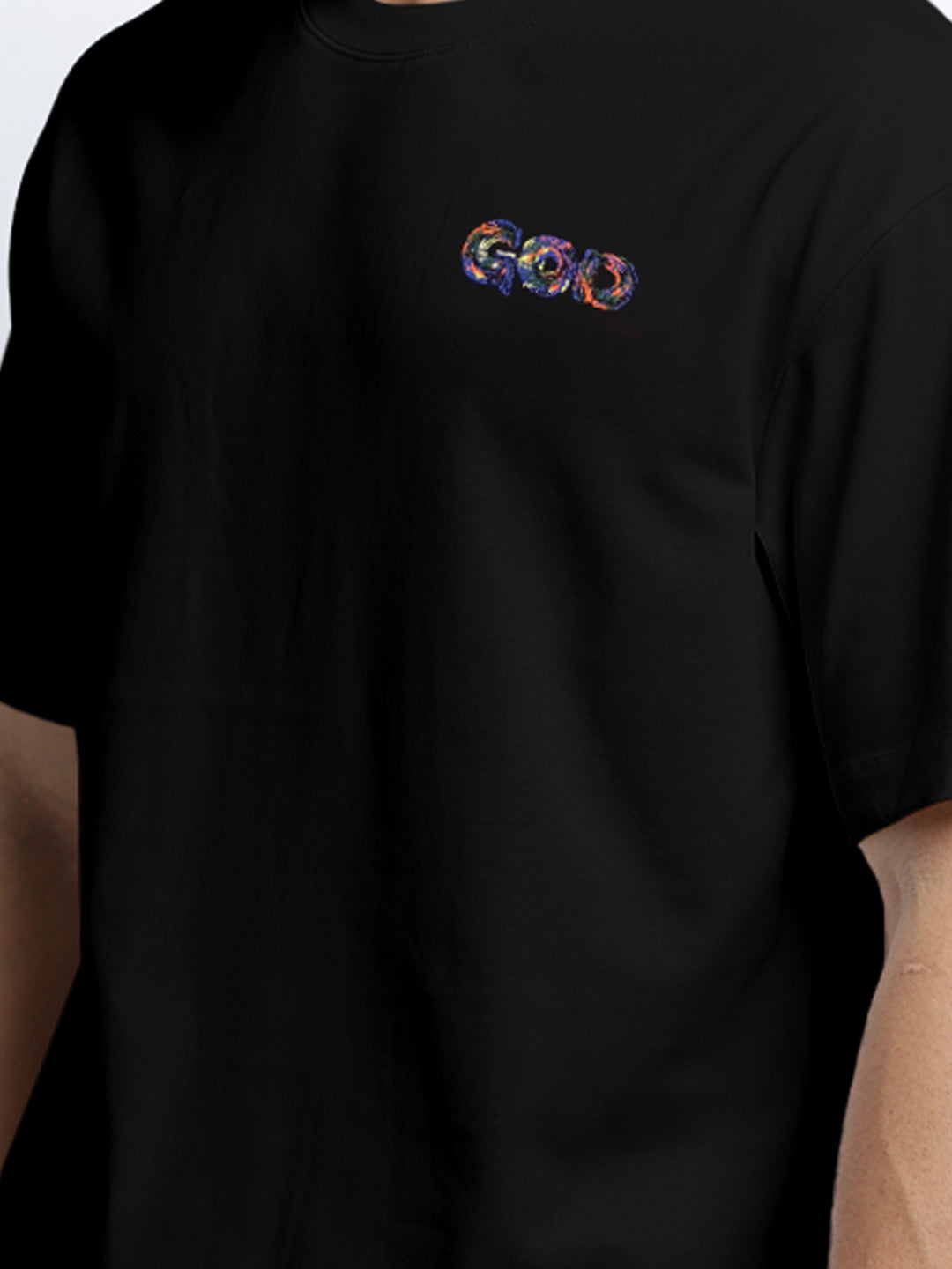 Men's Graphic Print Black Round Neck Relaxed Fit T-Shirt