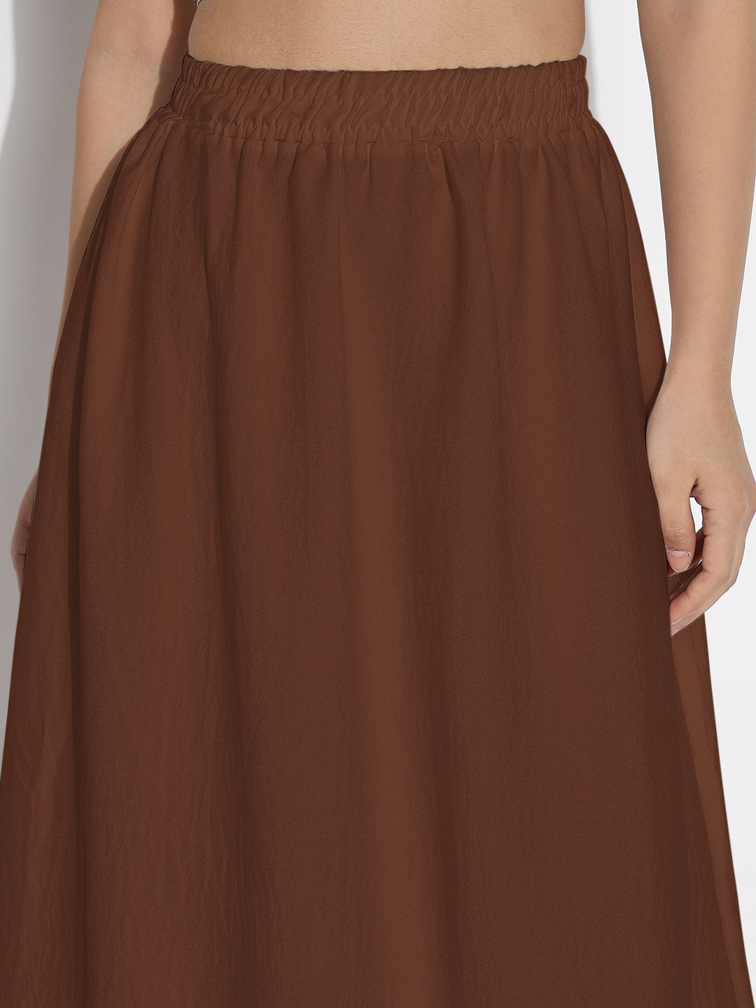 Women Brown Solid Co-ords Skirt & Top Set