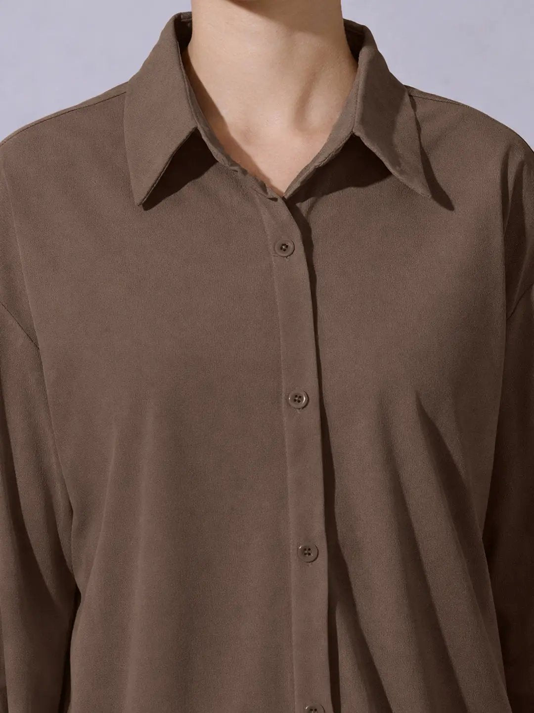 Women's Brown Long Sleeve Button-Down Shirt - from SHOWOFFFF