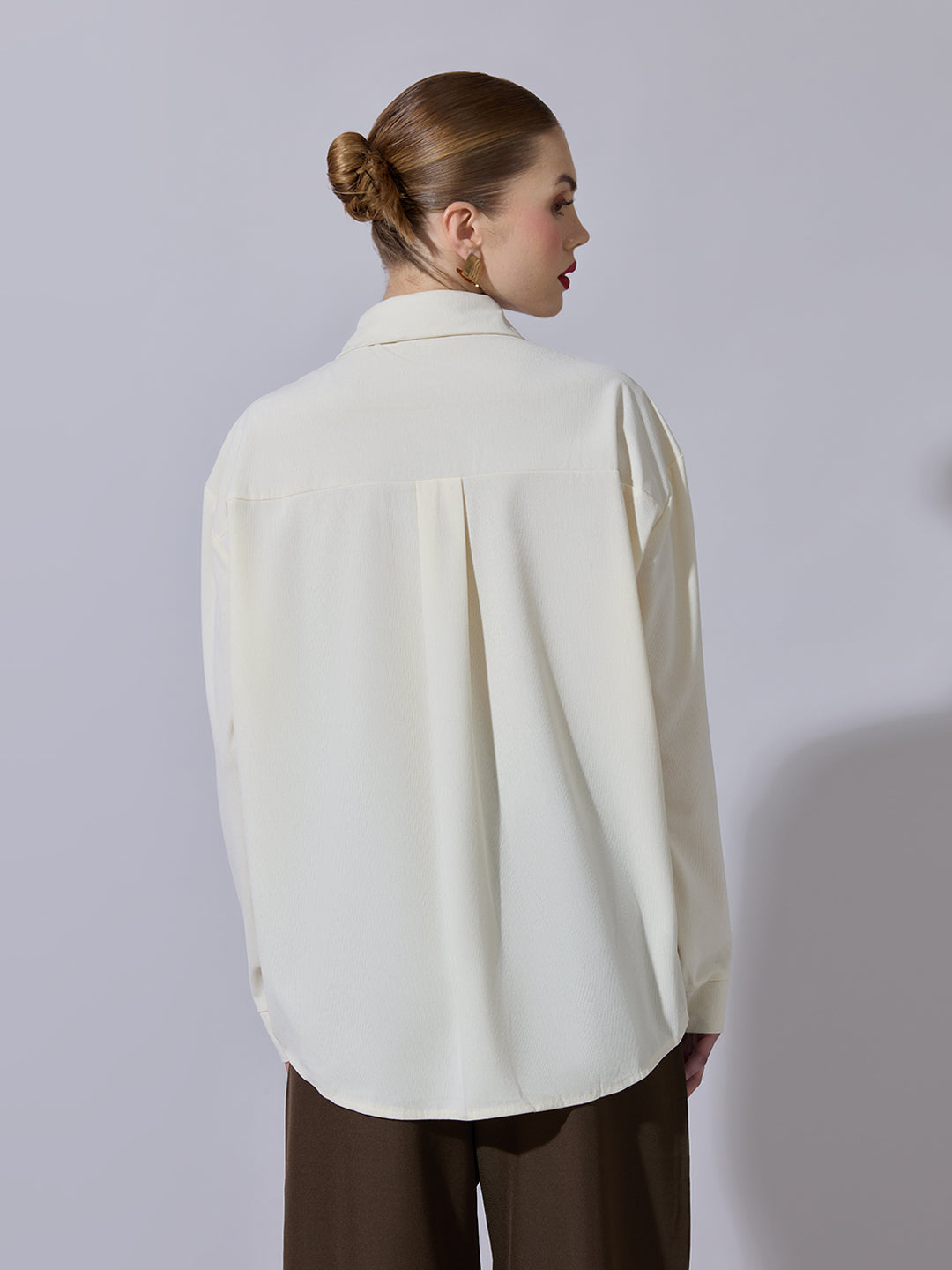 Women's Off-White Long Sleeve Button-Down Shirt