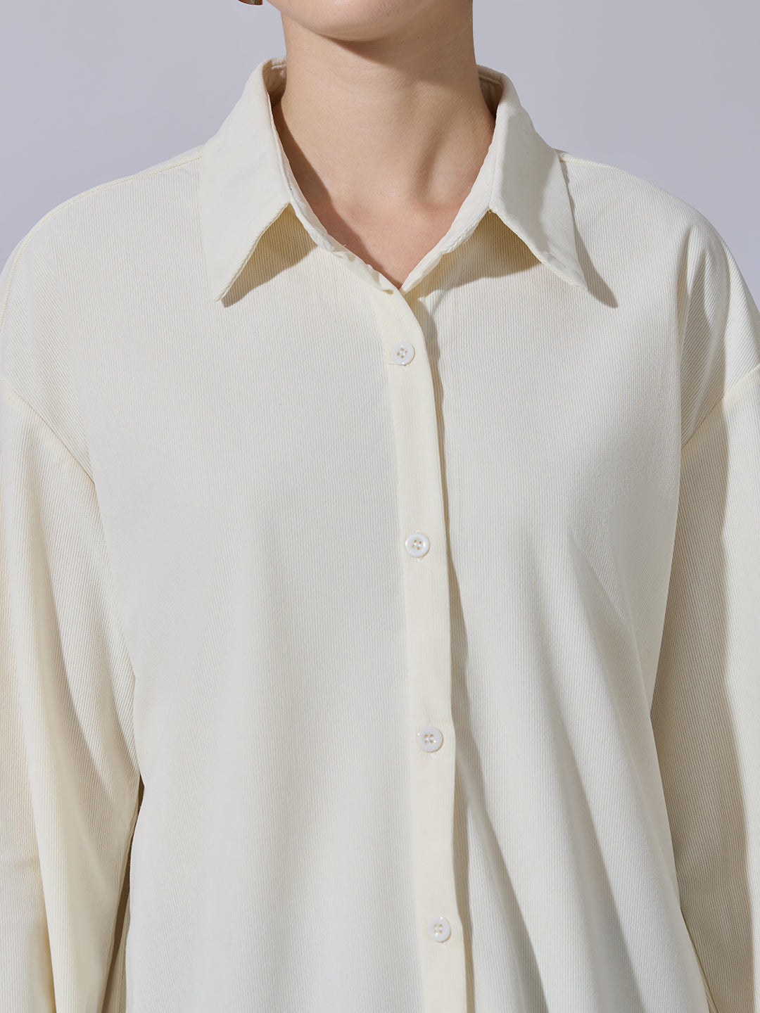 Women's Off-White Long Sleeve Button-Down Shirt