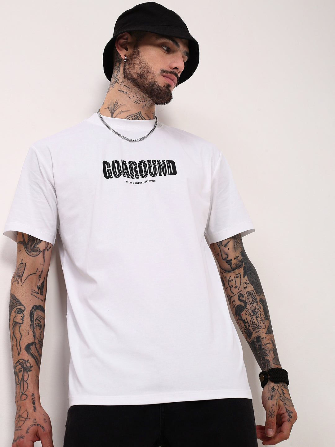 Men White Graphic T Shirt