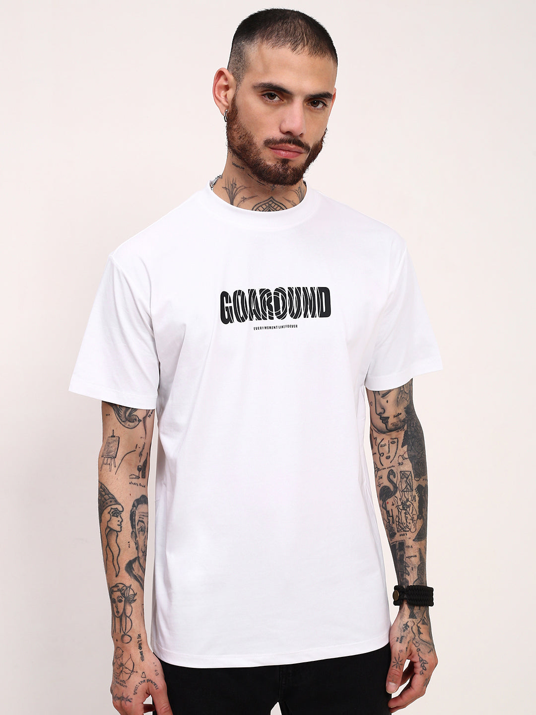 Men White Graphic T Shirt