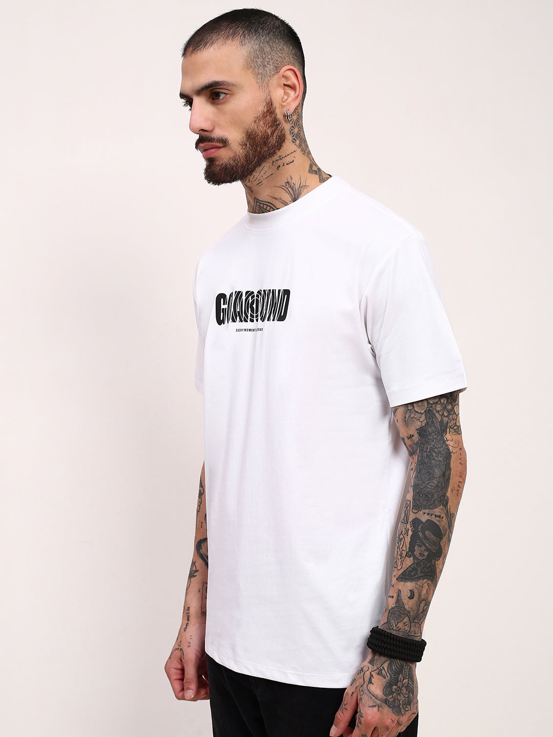 Men White Graphic T Shirt