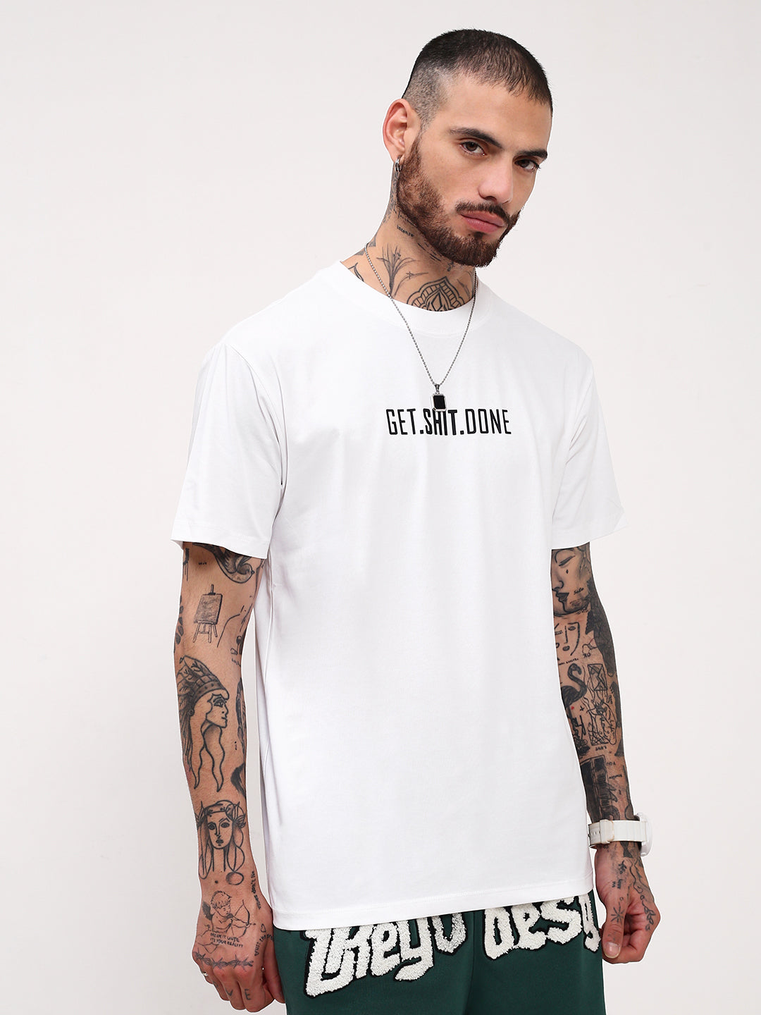 Men White Graphic T Shirt