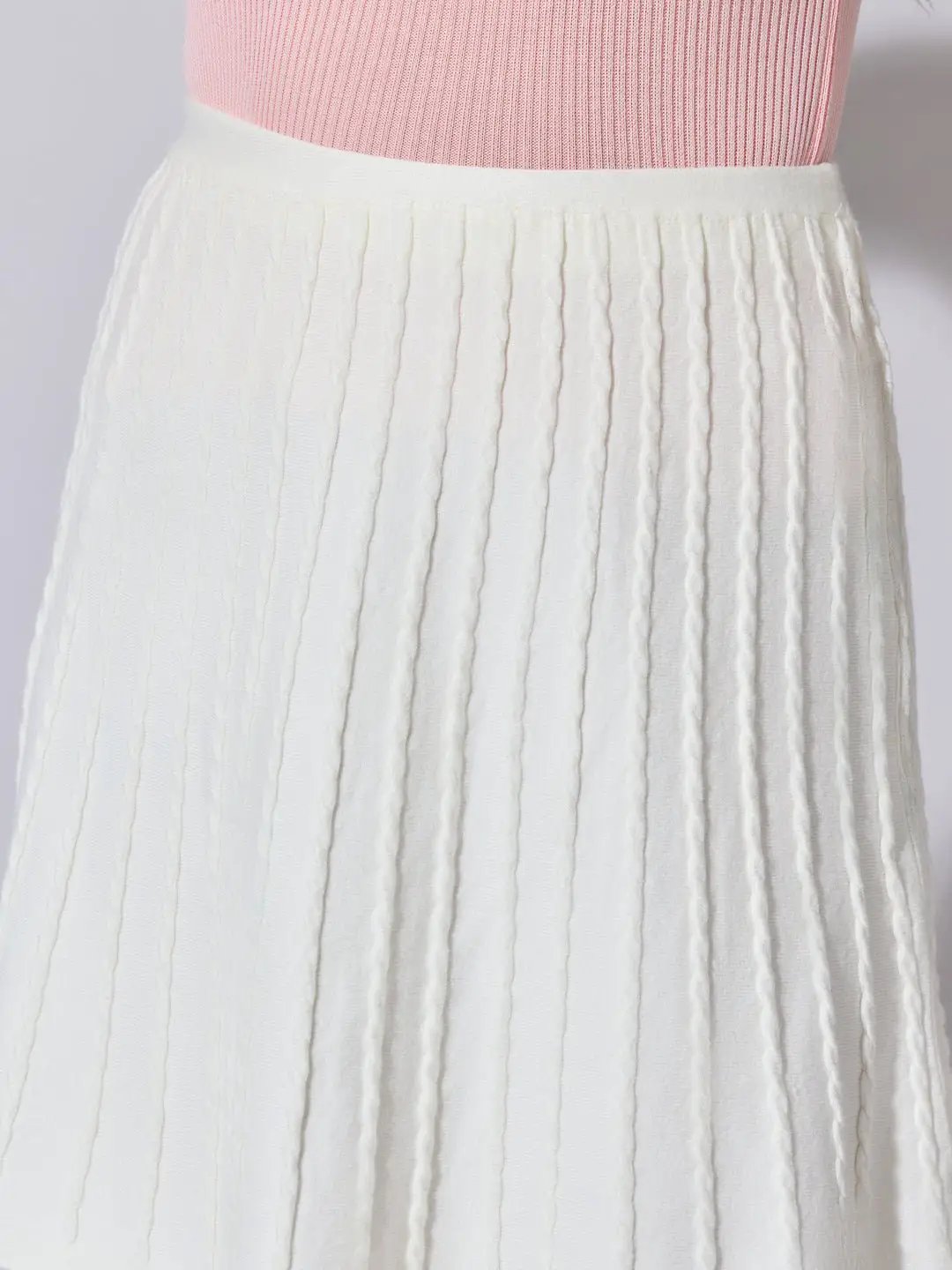 Women's Ribbed White A Line Mini Skirt