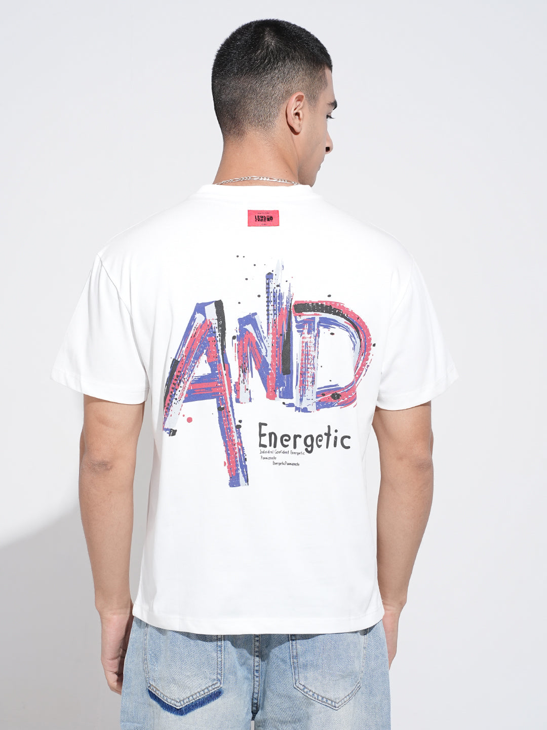 Men's Graphic Print White Round Neck Relaxed Fit T-Shirt