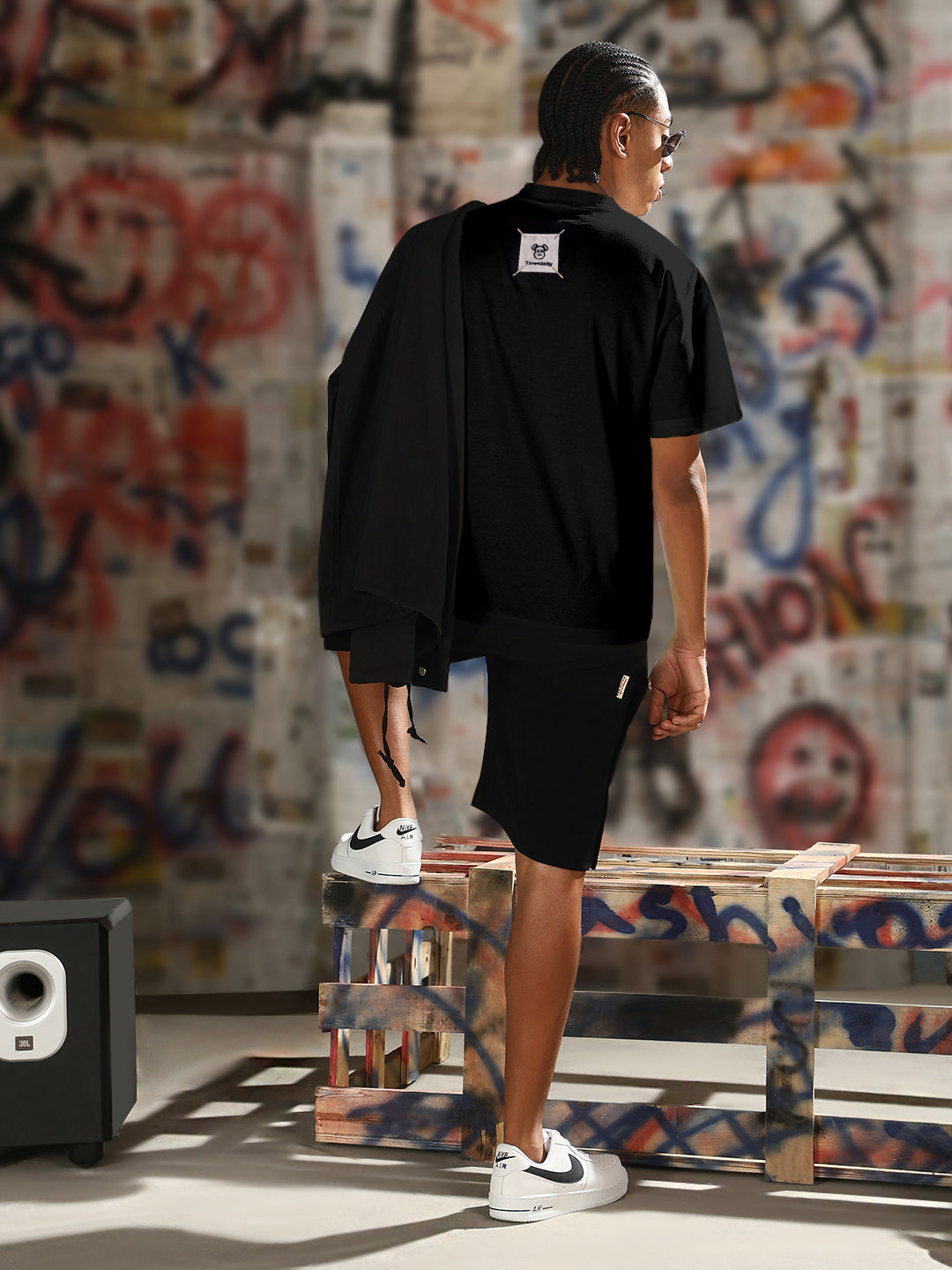 Men's Cartoon Print Black T-Shirt