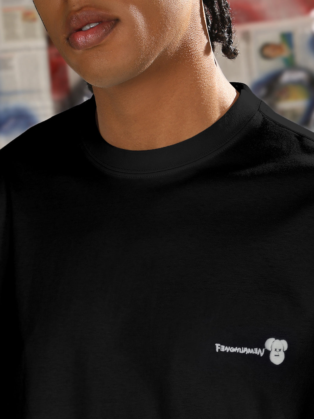 Men's Cartoon Print Black T-Shirt