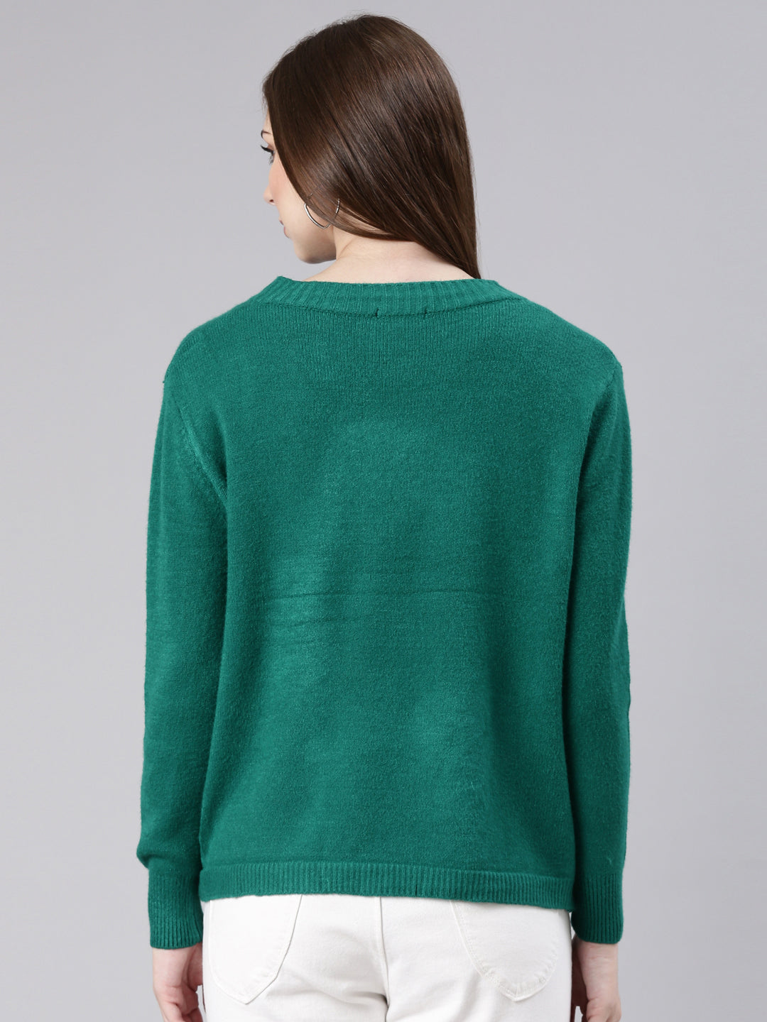 Women's Green Ribbed Cardigan