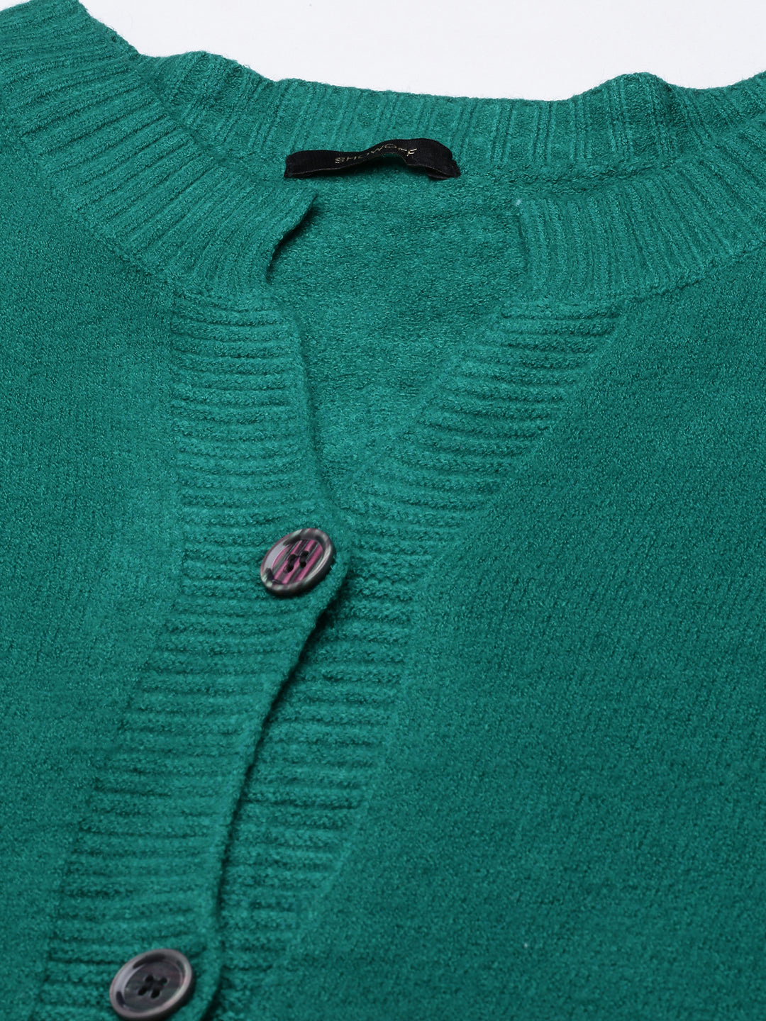 Women's Green Ribbed Cardigan