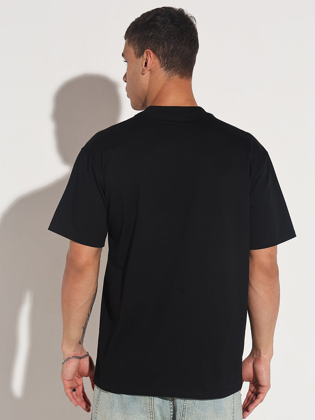 Men's Typography Black Graphic Printed  Round Neck T-Shirt