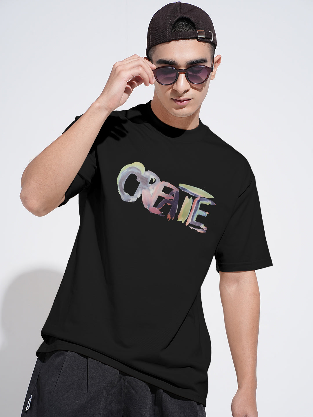 Men's Typography Black Graphic Printed  Round Neck T-Shirt