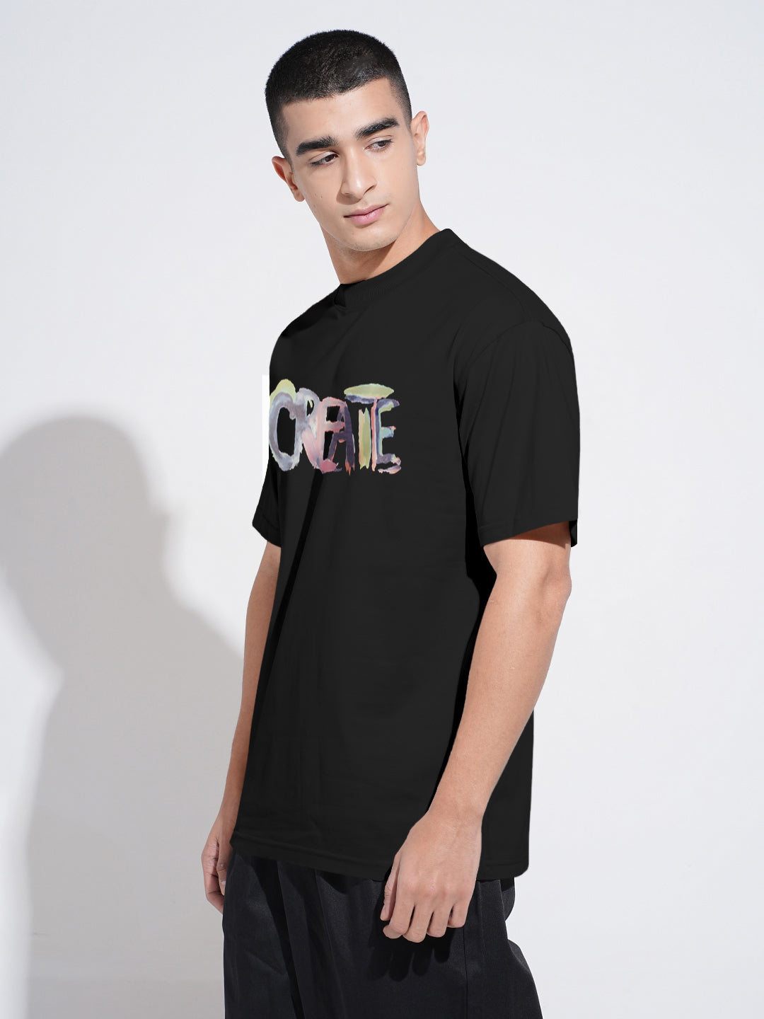 Men's Typography Black Graphic Printed  Round Neck T-Shirt