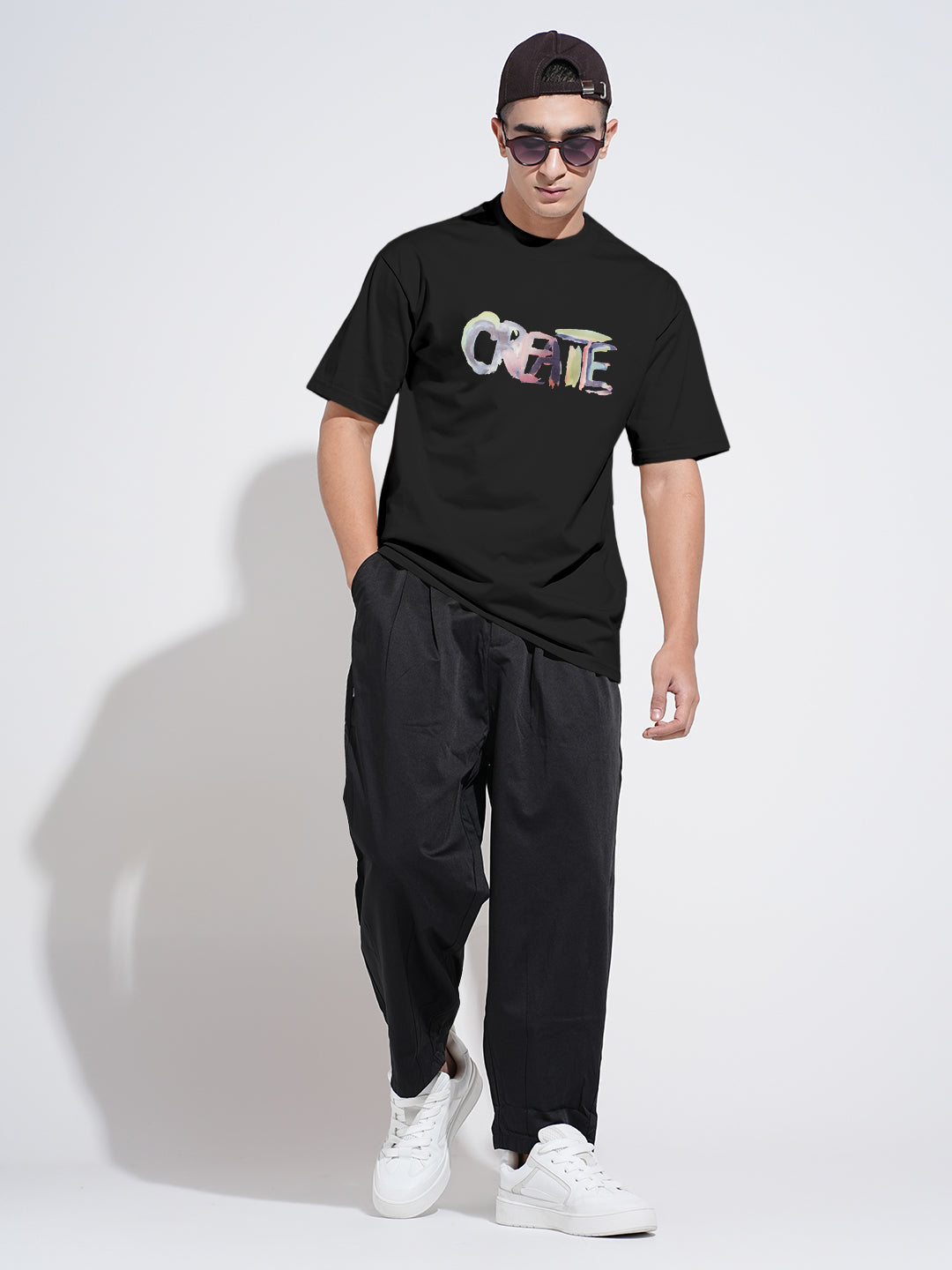 Men's Typography Black Graphic Printed  Round Neck T-Shirt