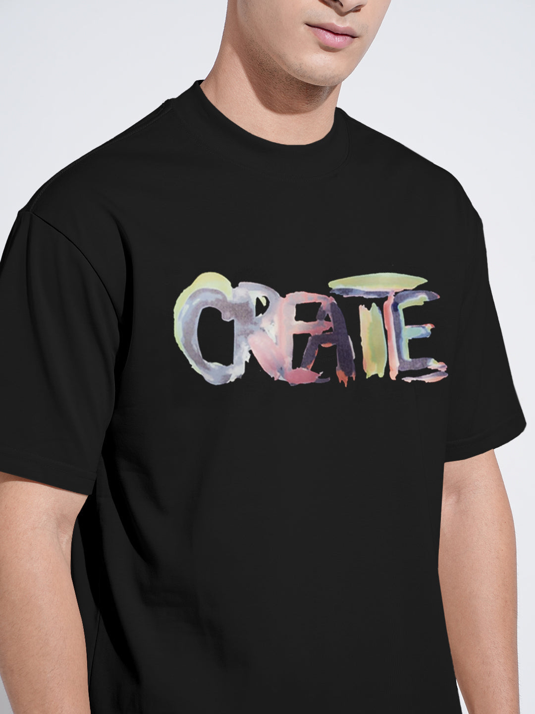 Men's Typography Black Graphic Printed  Round Neck T-Shirt