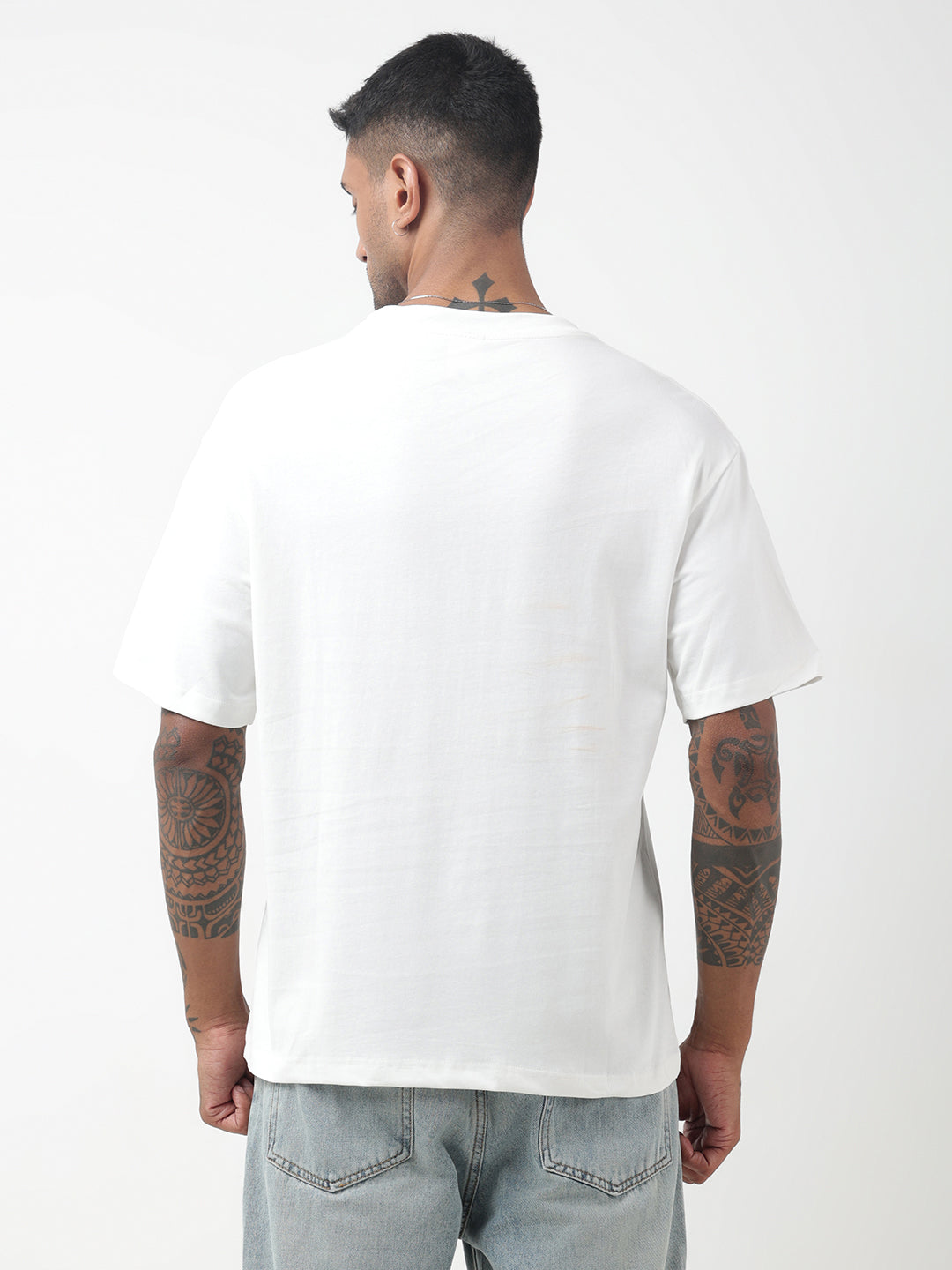 Men's Graphic Print White Relaxed Fit T-Shirt