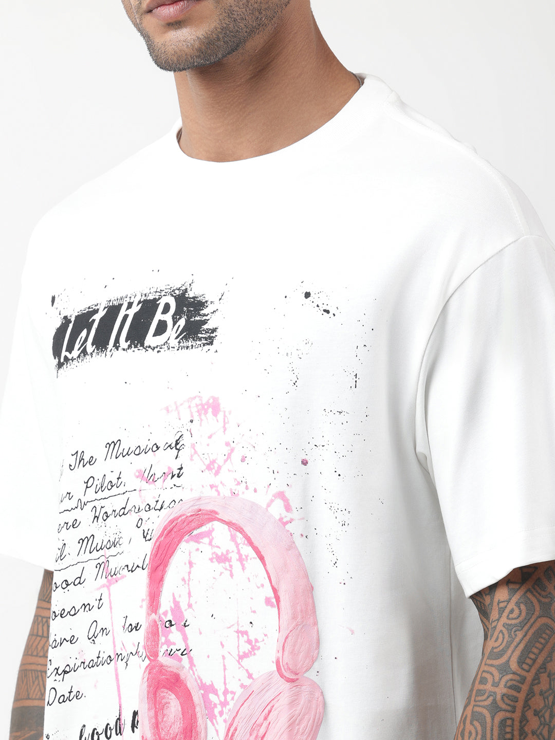 Men's Graphic Print White Relaxed Fit T-Shirt