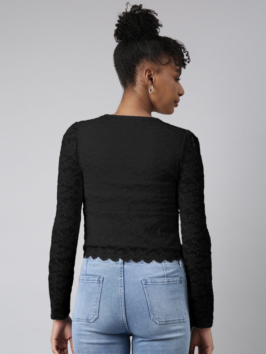 Women's Floral Black V-Neck Empire Top