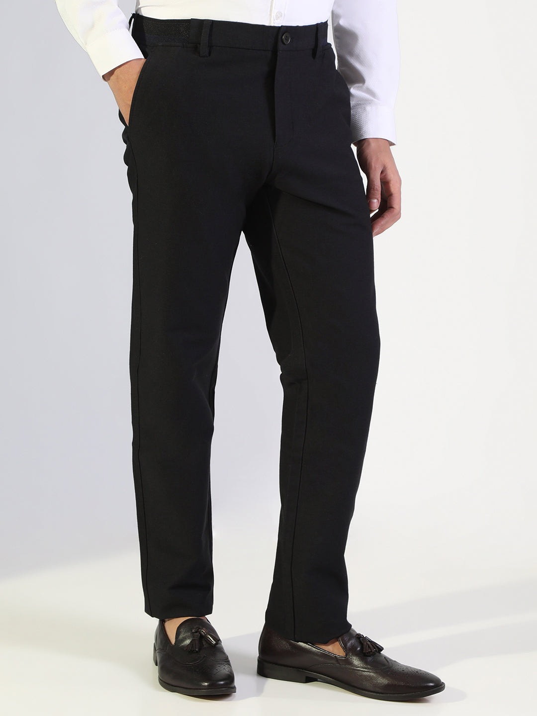 Men's Navy Blue Slim Fit Formal Trousers