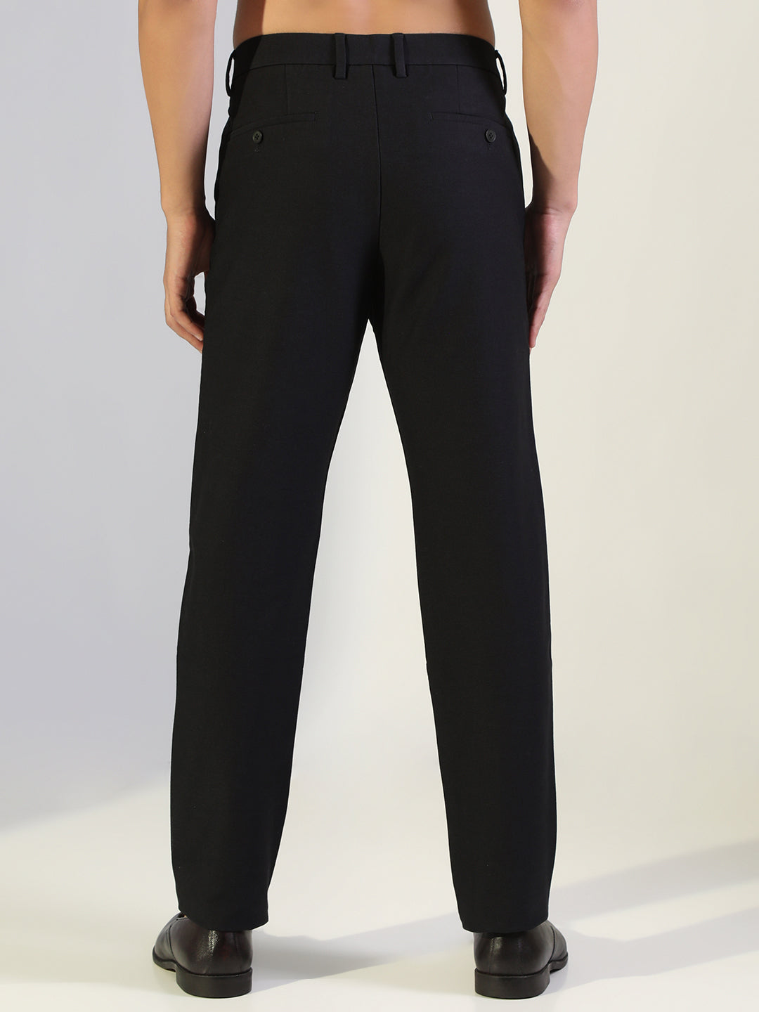 Men's Navy Blue Slim Fit Formal Trousers