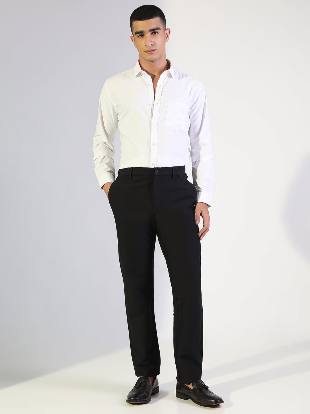 Men's Navy Blue Slim Fit Formal Trousers