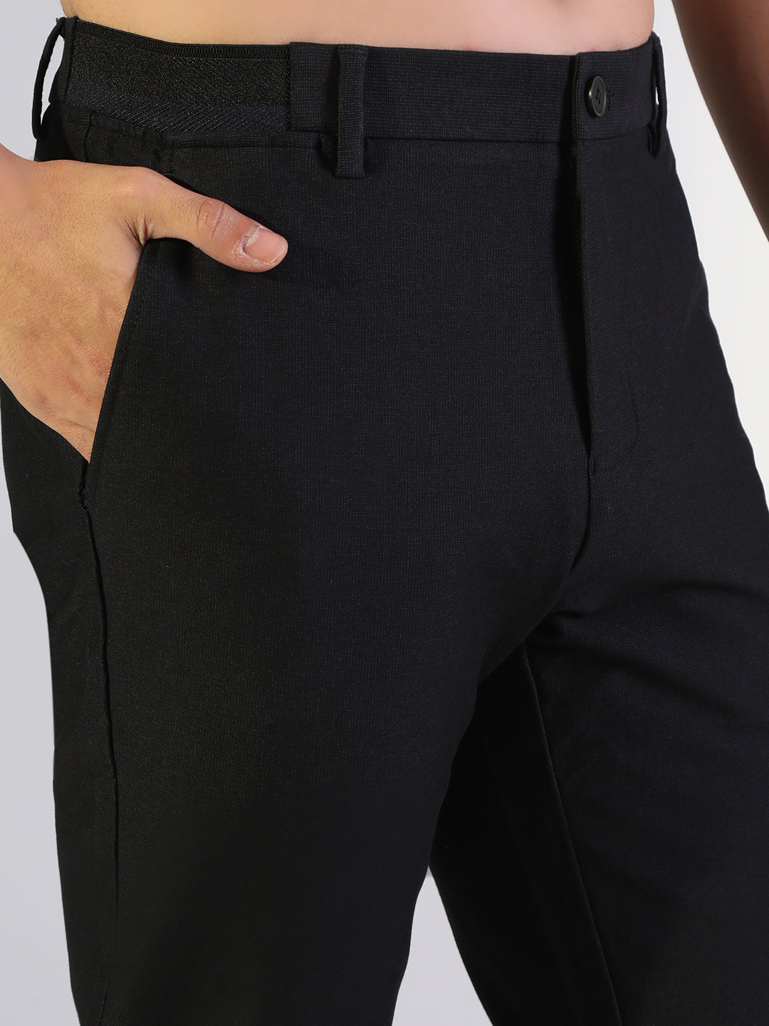 Men's Navy Blue Slim Fit Formal Trousers