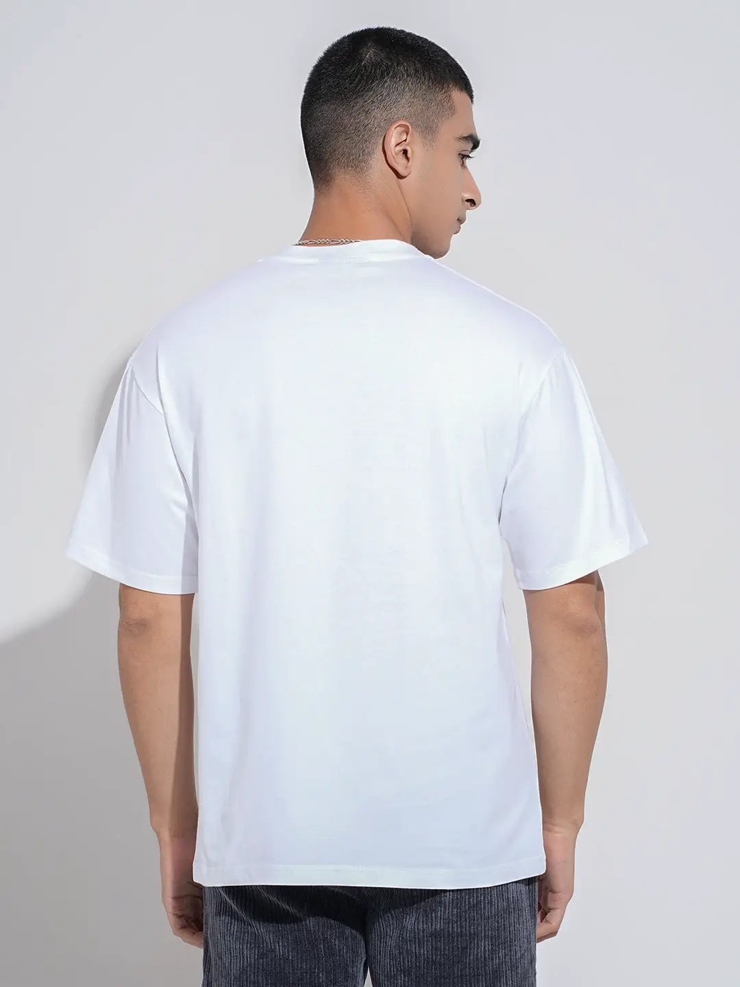Men's Embellished White Round Neck T-Shirt - from SHOWOFFFF