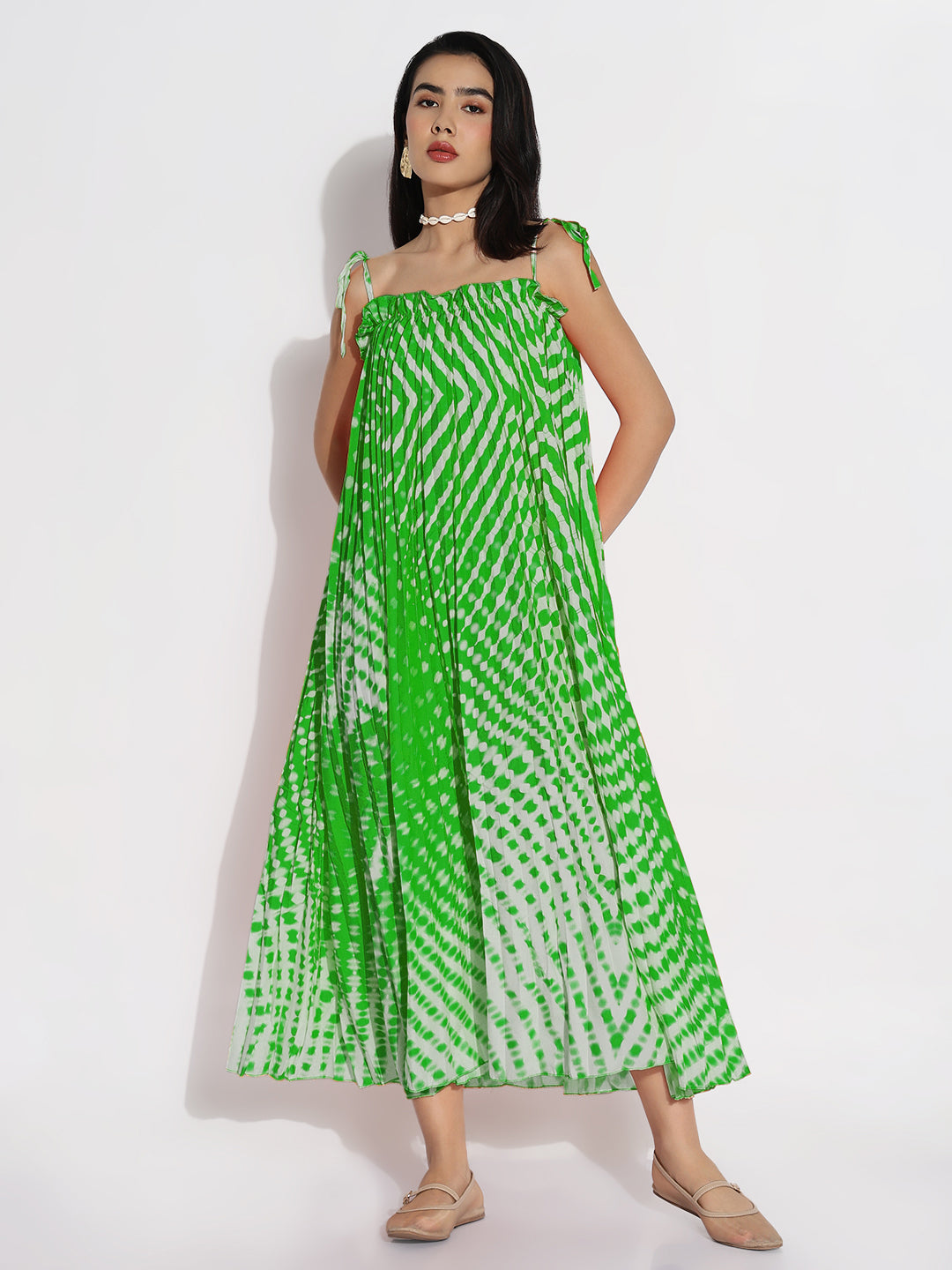 Women Green Dyed A-Line Dress