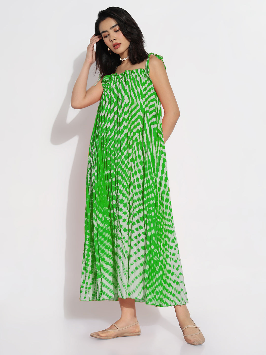 Women Green Dyed A-Line Dress